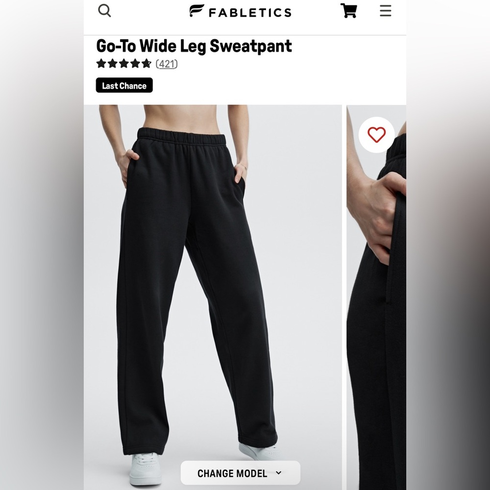 Black wide leg super comfy sweatpants with pockets by Fabletics